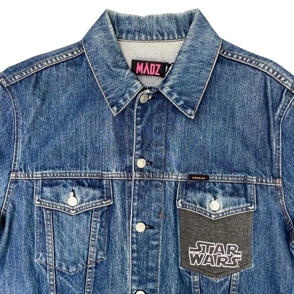 Star Wars Stormtrooper Denim Jacket Upcycled Geek Boxy Plus Size 16 Slowfashion - Picture 9 of 15